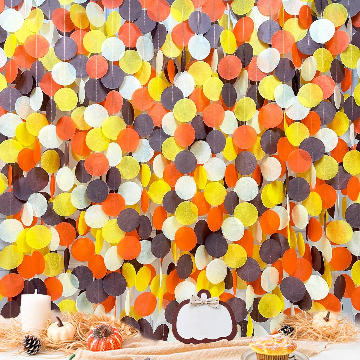 192Ft Yellow Party Decorations Ombre Yellow White Big Polka Dots Backdrop Streamer Gradient Yellow Tissue Paper Circle Dot Hanging Garland for Lemon Bee Sunflower Birthday Party Supplies