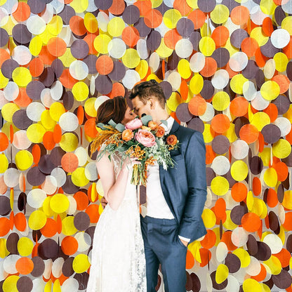 192Ft Yellow Party Decorations Ombre Yellow White Big Polka Dots Backdrop Streamer Gradient Yellow Tissue Paper Circle Dot Hanging Garland for Lemon Bee Sunflower Birthday Party Supplies
