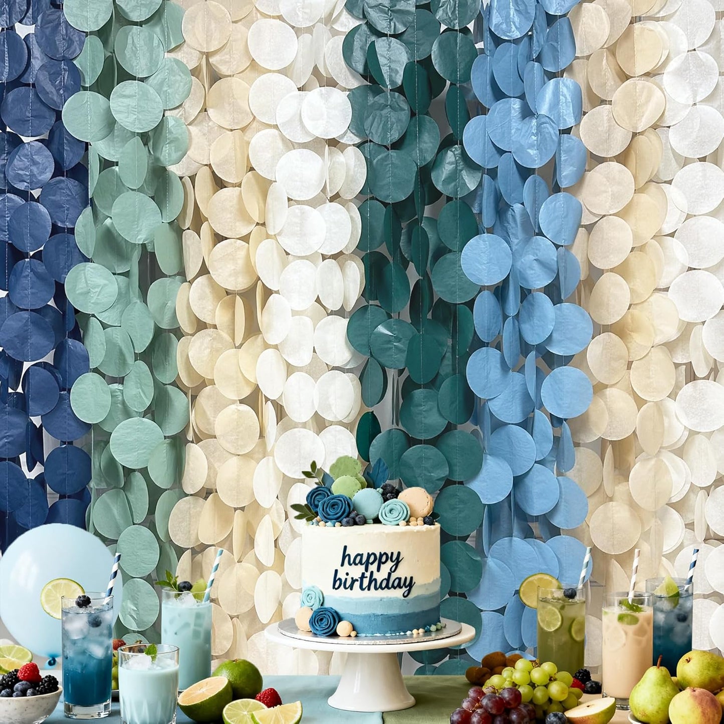 192Ft Yellow Party Decorations Ombre Yellow White Big Polka Dots Backdrop Streamer Gradient Yellow Tissue Paper Circle Dot Hanging Garland for Lemon Bee Sunflower Birthday Party Supplies