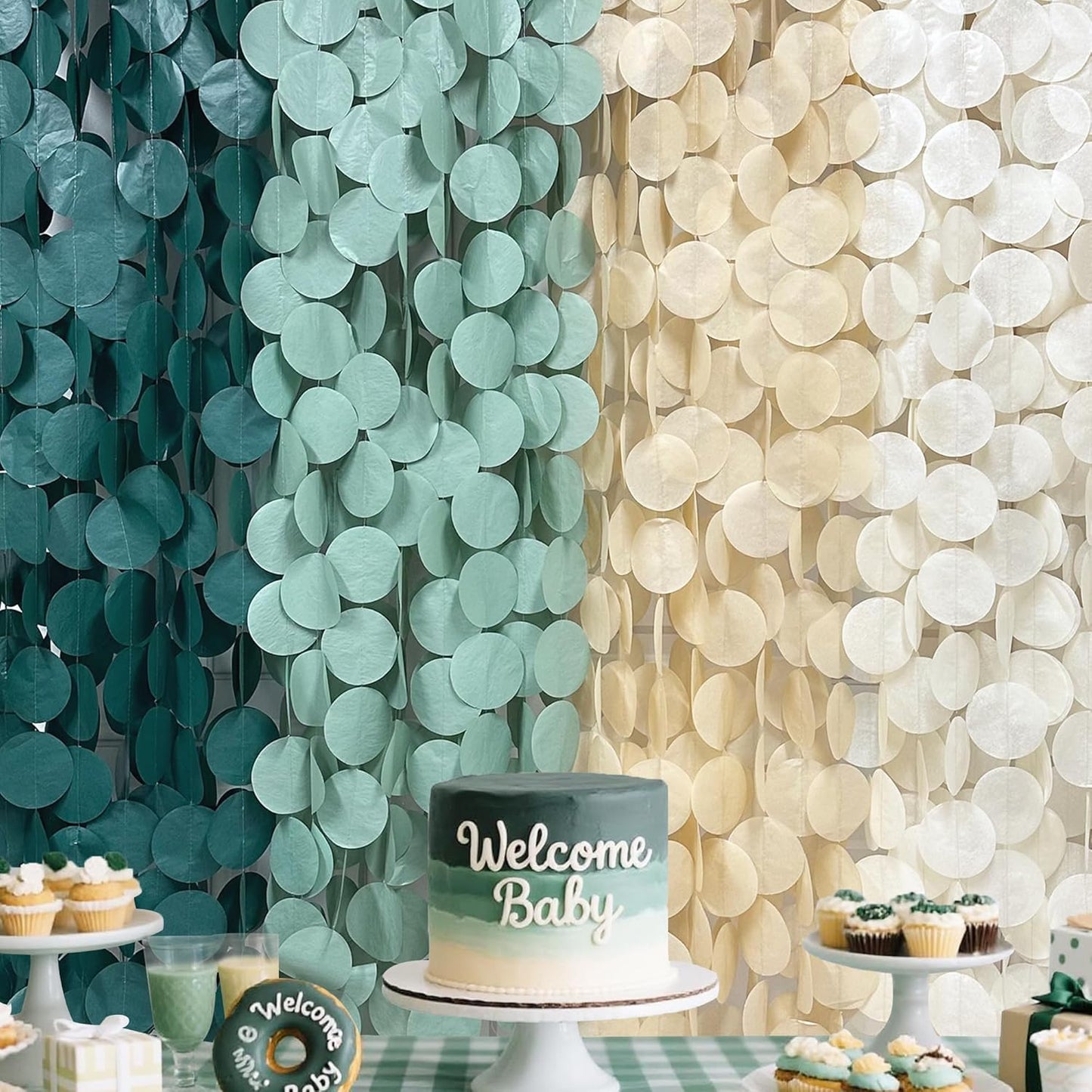 192Ft Yellow Party Decorations Ombre Yellow White Big Polka Dots Backdrop Streamer Gradient Yellow Tissue Paper Circle Dot Hanging Garland for Lemon Bee Sunflower Birthday Party Supplies