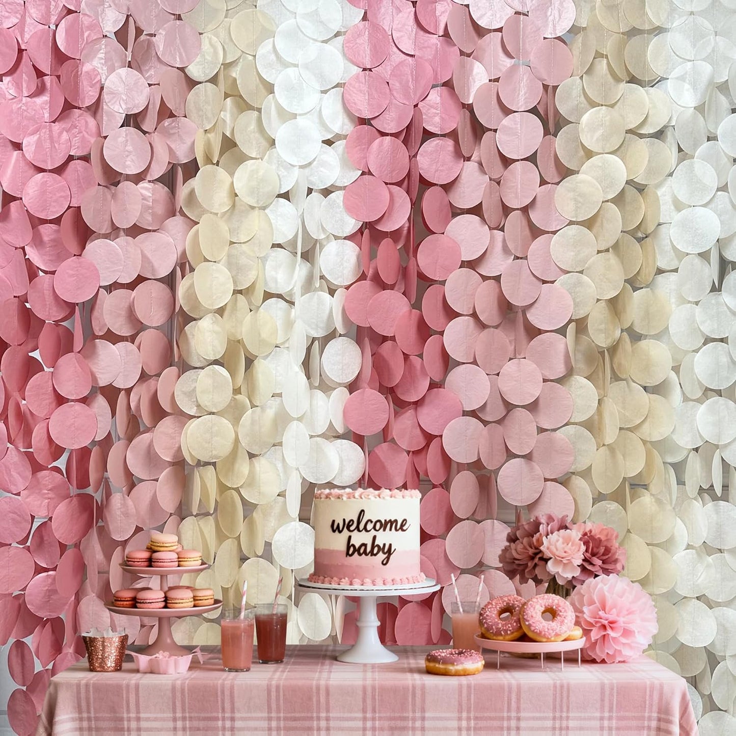 192Ft Yellow Party Decorations Ombre Yellow White Big Polka Dots Backdrop Streamer Gradient Yellow Tissue Paper Circle Dot Hanging Garland for Lemon Bee Sunflower Birthday Party Supplies