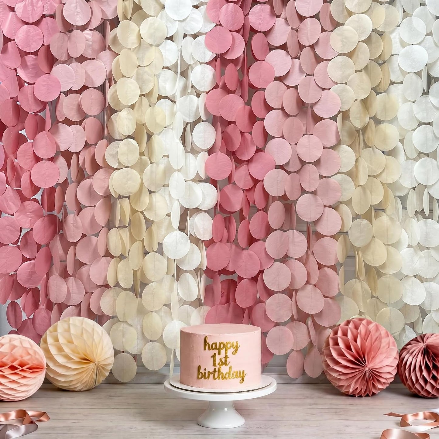 192Ft Yellow Party Decorations Ombre Yellow White Big Polka Dots Backdrop Streamer Gradient Yellow Tissue Paper Circle Dot Hanging Garland for Lemon Bee Sunflower Birthday Party Supplies