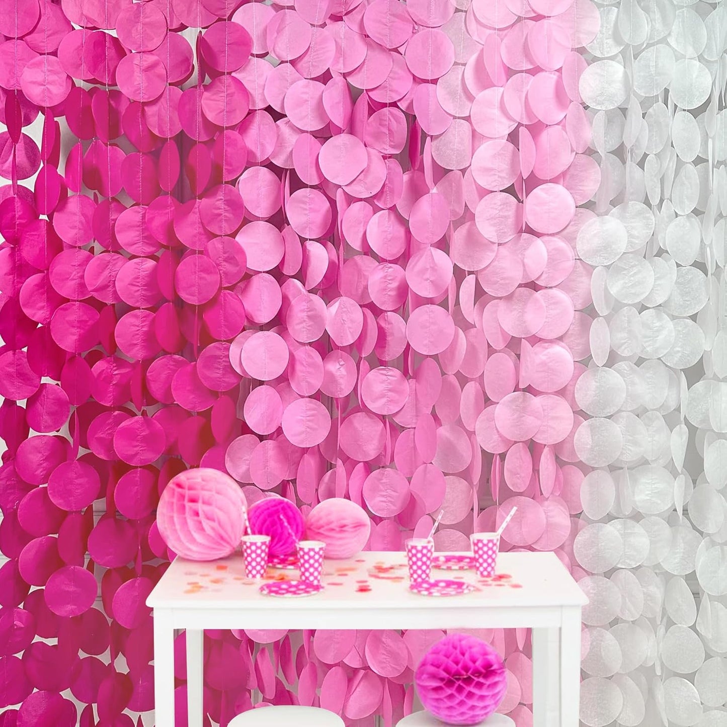 192Ft Yellow Party Decorations Ombre Yellow White Big Polka Dots Backdrop Streamer Gradient Yellow Tissue Paper Circle Dot Hanging Garland for Lemon Bee Sunflower Birthday Party Supplies