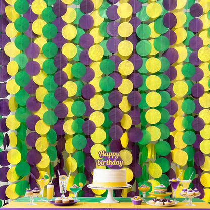 192Ft Yellow Party Decorations Ombre Yellow White Big Polka Dots Backdrop Streamer Gradient Yellow Tissue Paper Circle Dot Hanging Garland for Lemon Bee Sunflower Birthday Party Supplies