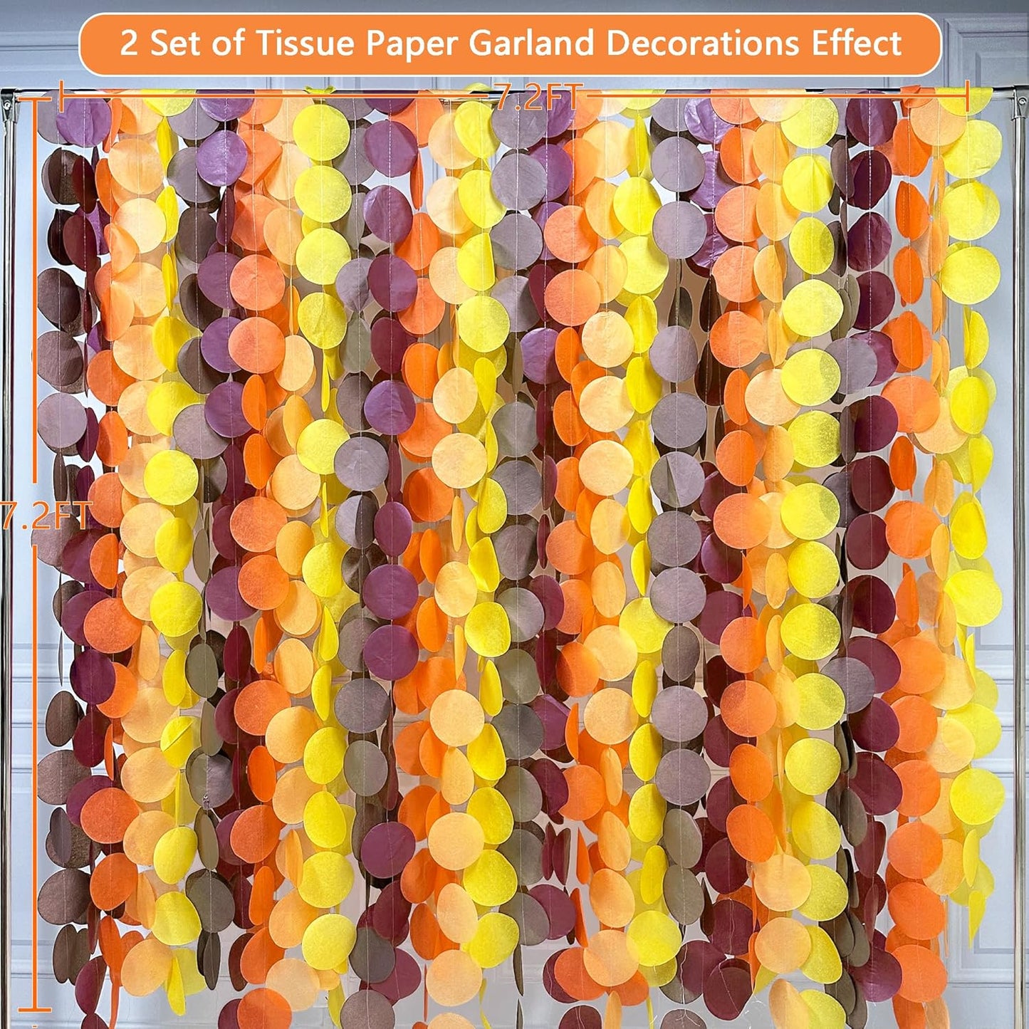 192Ft Yellow Party Decorations Ombre Yellow White Big Polka Dots Backdrop Streamer Gradient Yellow Tissue Paper Circle Dot Hanging Garland for Lemon Bee Sunflower Birthday Party Supplies