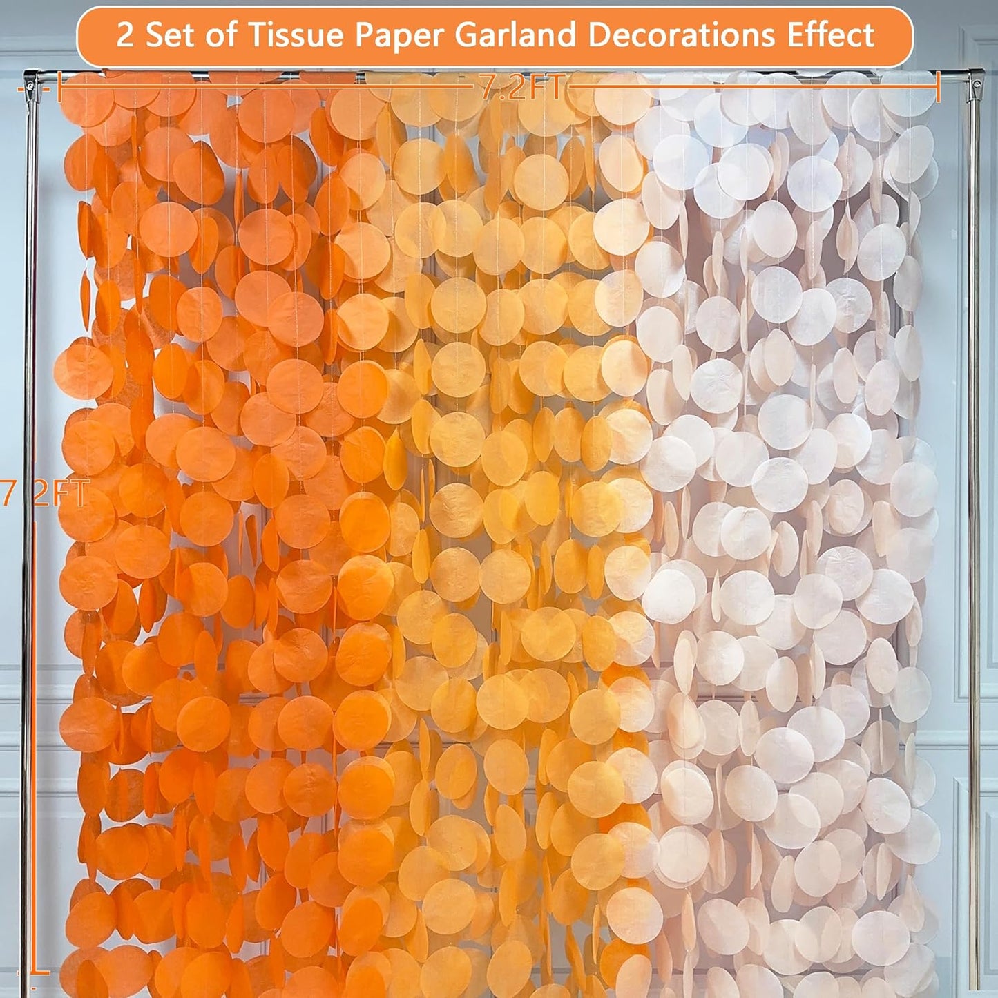 192Ft Yellow Party Decorations Ombre Yellow White Big Polka Dots Backdrop Streamer Gradient Yellow Tissue Paper Circle Dot Hanging Garland for Lemon Bee Sunflower Birthday Party Supplies