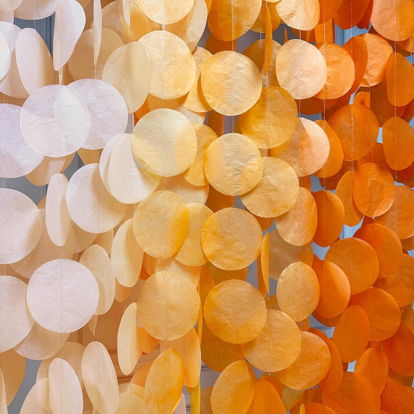 192Ft Yellow Party Decorations Ombre Yellow White Big Polka Dots Backdrop Streamer Gradient Yellow Tissue Paper Circle Dot Hanging Garland for Lemon Bee Sunflower Birthday Party Supplies