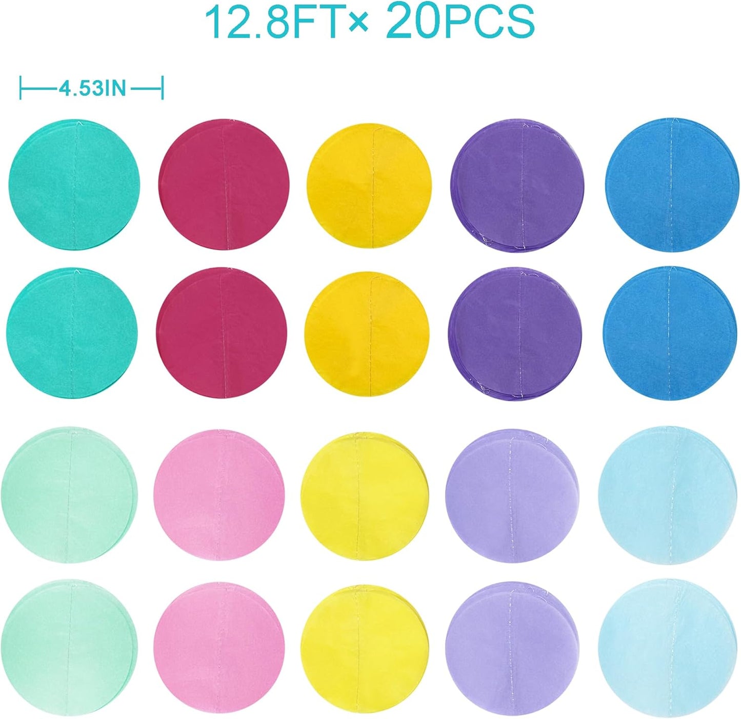 192Ft Yellow Party Decorations Ombre Yellow White Big Polka Dots Backdrop Streamer Gradient Yellow Tissue Paper Circle Dot Hanging Garland for Lemon Bee Sunflower Birthday Party Supplies