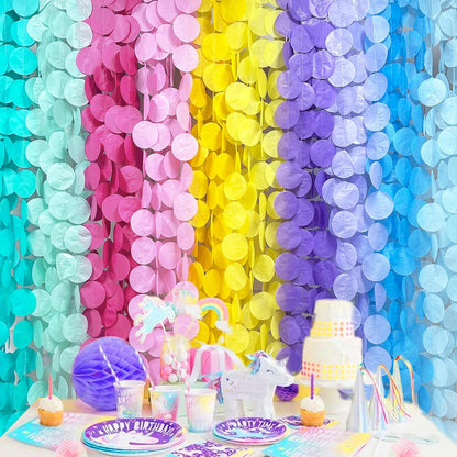 192Ft Yellow Party Decorations Ombre Yellow White Big Polka Dots Backdrop Streamer Gradient Yellow Tissue Paper Circle Dot Hanging Garland for Lemon Bee Sunflower Birthday Party Supplies