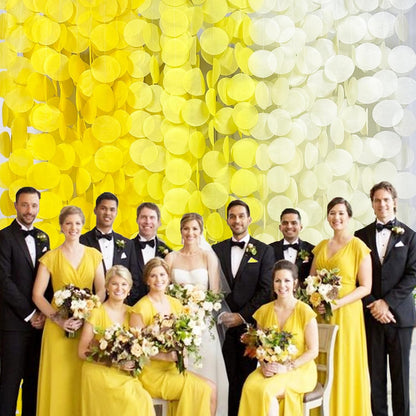 192Ft Yellow Party Decorations Ombre Yellow White Big Polka Dots Backdrop Streamer Gradient Yellow Tissue Paper Circle Dot Hanging Garland for Lemon Bee Sunflower Birthday Party Supplies