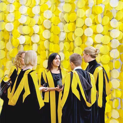 192Ft Yellow Party Decorations Ombre Yellow White Big Polka Dots Backdrop Streamer Gradient Yellow Tissue Paper Circle Dot Hanging Garland for Lemon Bee Sunflower Birthday Party Supplies