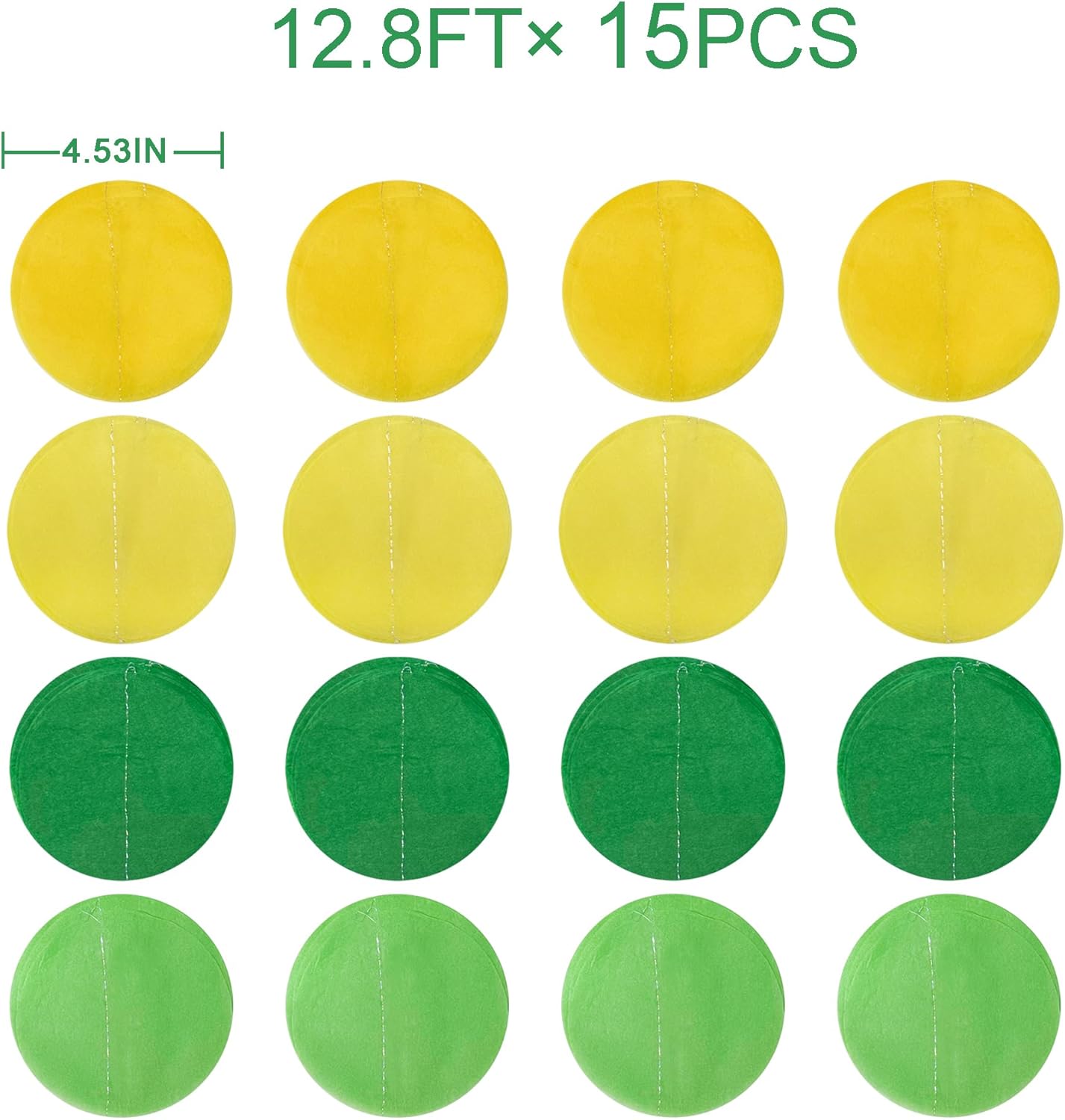 192Ft Yellow Party Decorations Ombre Yellow White Big Polka Dots Backdrop Streamer Gradient Yellow Tissue Paper Circle Dot Hanging Garland for Lemon Bee Sunflower Birthday Party Supplies