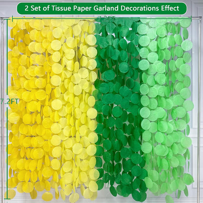 192Ft Yellow Party Decorations Ombre Yellow White Big Polka Dots Backdrop Streamer Gradient Yellow Tissue Paper Circle Dot Hanging Garland for Lemon Bee Sunflower Birthday Party Supplies