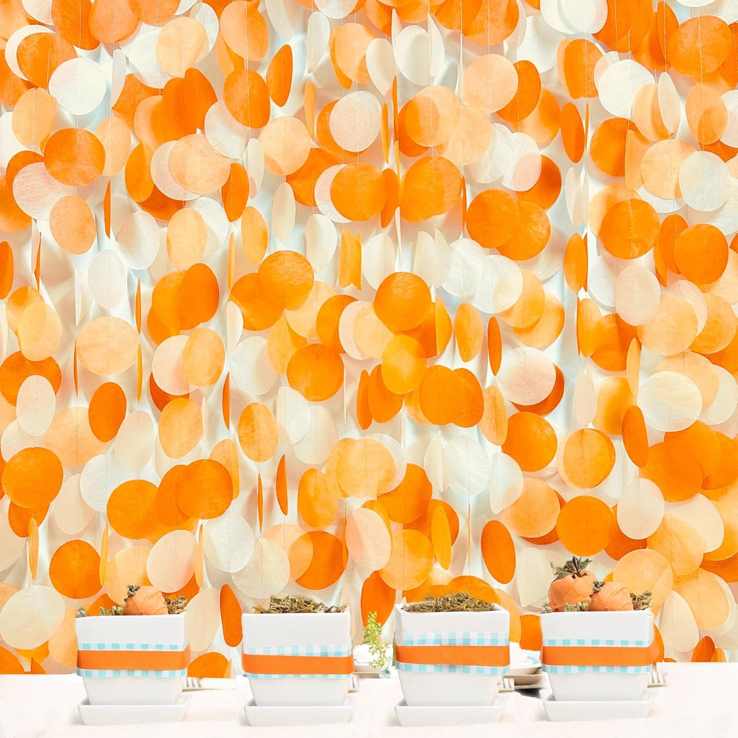 192Ft Yellow Party Decorations Ombre Yellow White Big Polka Dots Backdrop Streamer Gradient Yellow Tissue Paper Circle Dot Hanging Garland for Lemon Bee Sunflower Birthday Party Supplies