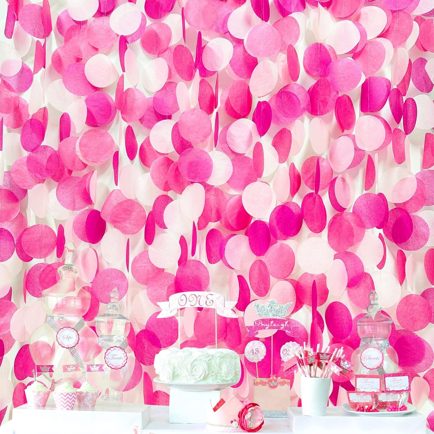192Ft Yellow Party Decorations Ombre Yellow White Big Polka Dots Backdrop Streamer Gradient Yellow Tissue Paper Circle Dot Hanging Garland for Lemon Bee Sunflower Birthday Party Supplies