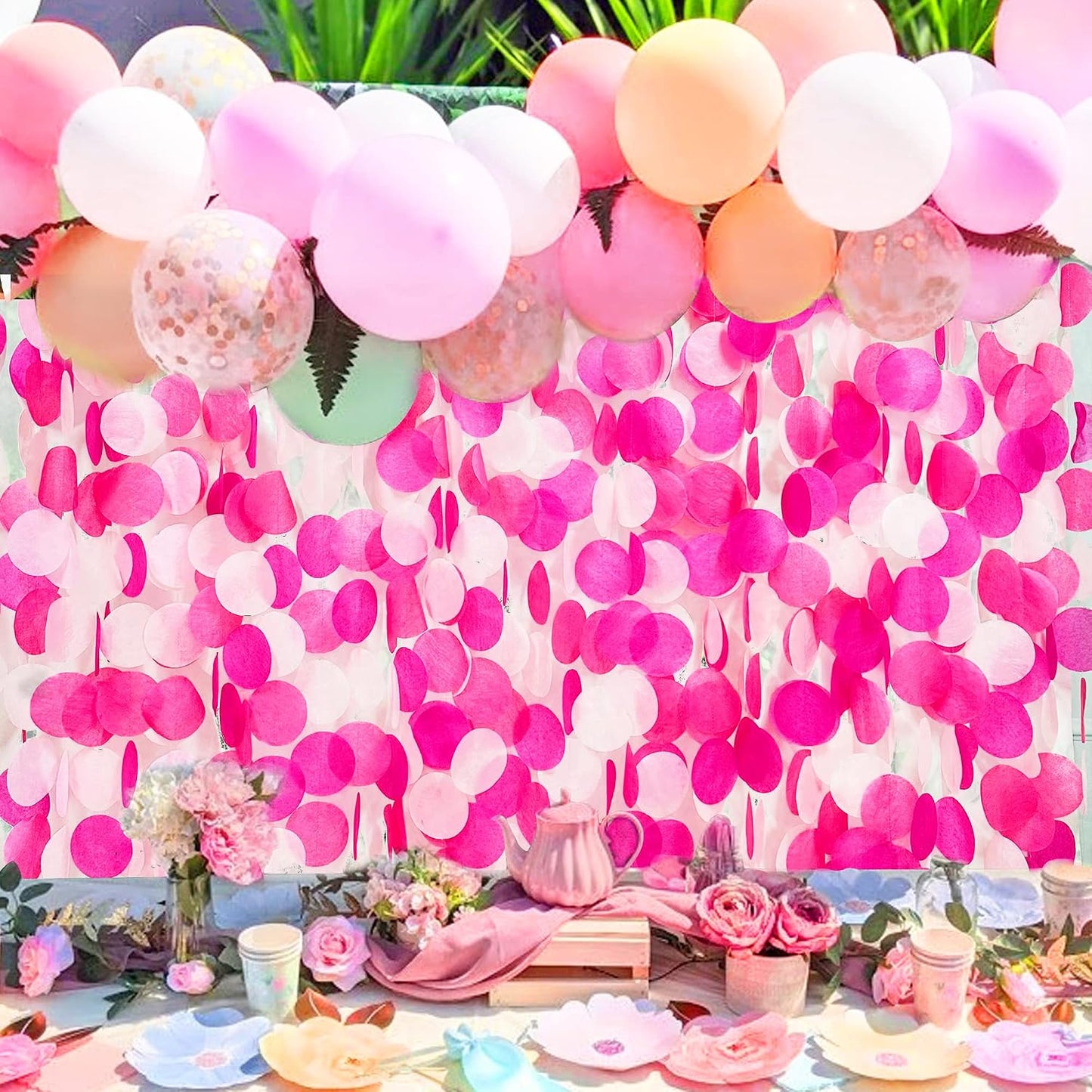 192Ft Yellow Party Decorations Ombre Yellow White Big Polka Dots Backdrop Streamer Gradient Yellow Tissue Paper Circle Dot Hanging Garland for Lemon Bee Sunflower Birthday Party Supplies