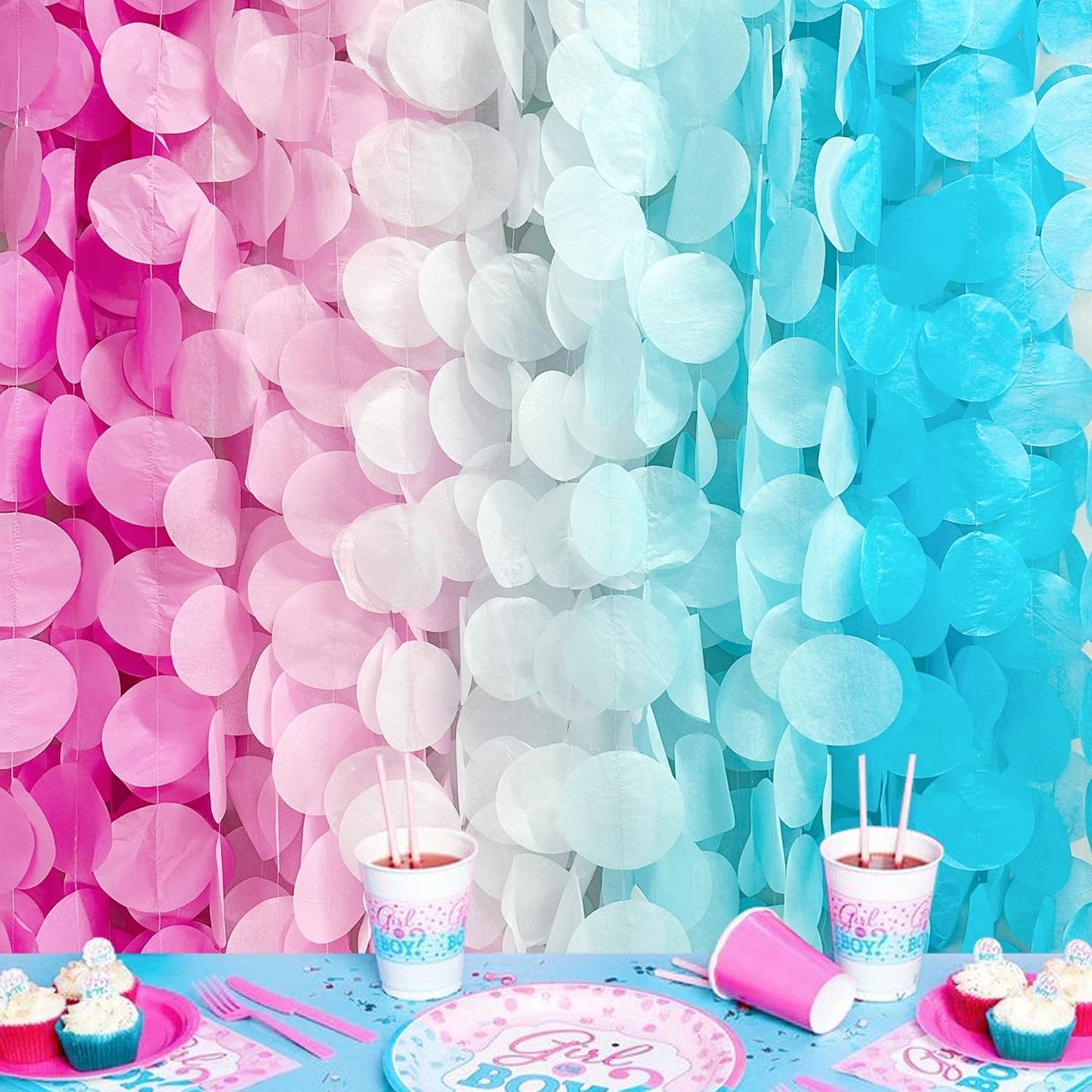 192Ft Yellow Party Decorations Ombre Yellow White Big Polka Dots Backdrop Streamer Gradient Yellow Tissue Paper Circle Dot Hanging Garland for Lemon Bee Sunflower Birthday Party Supplies