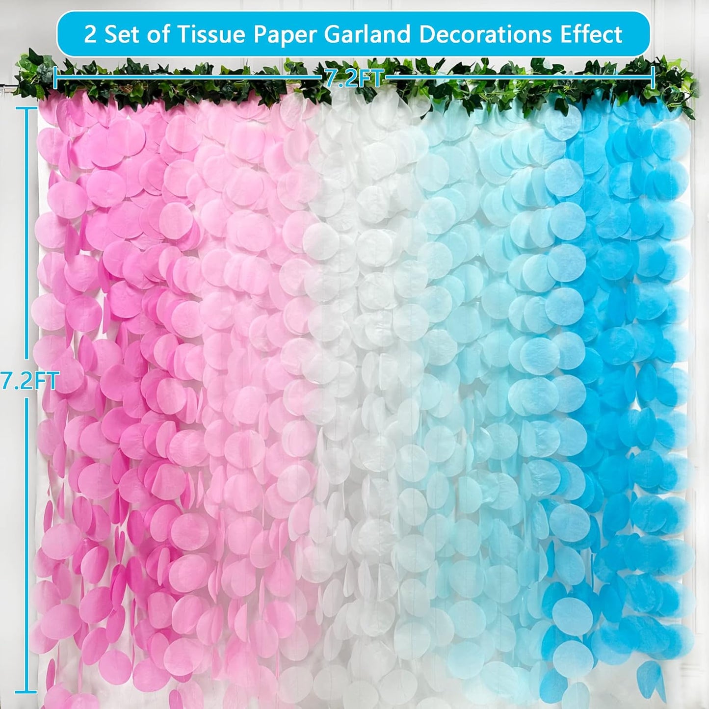 192Ft Yellow Party Decorations Ombre Yellow White Big Polka Dots Backdrop Streamer Gradient Yellow Tissue Paper Circle Dot Hanging Garland for Lemon Bee Sunflower Birthday Party Supplies