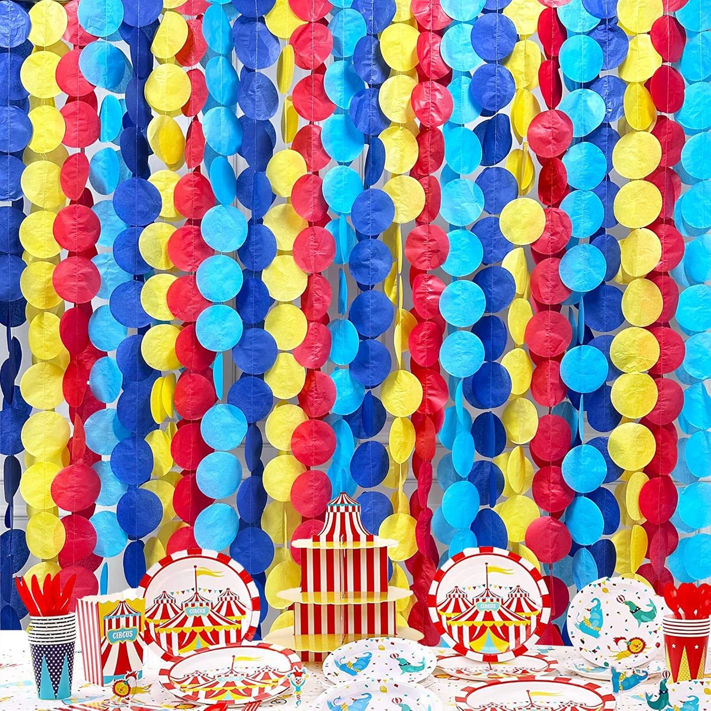 192Ft Yellow Party Decorations Ombre Yellow White Big Polka Dots Backdrop Streamer Gradient Yellow Tissue Paper Circle Dot Hanging Garland for Lemon Bee Sunflower Birthday Party Supplies