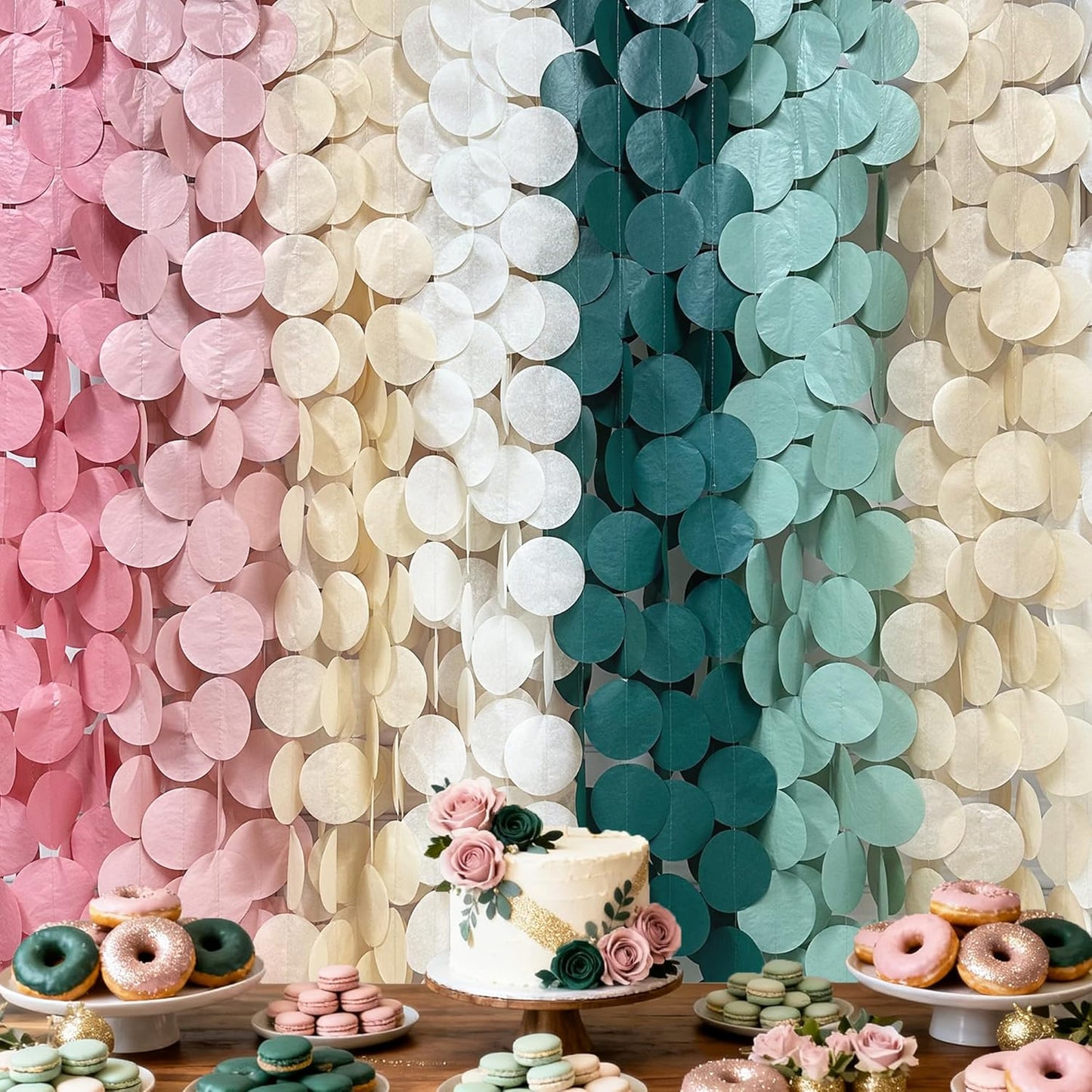 192Ft Yellow Party Decorations Ombre Yellow White Big Polka Dots Backdrop Streamer Gradient Yellow Tissue Paper Circle Dot Hanging Garland for Lemon Bee Sunflower Birthday Party Supplies