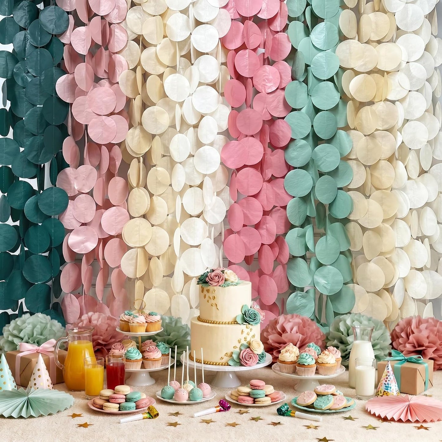 192Ft Yellow Party Decorations Ombre Yellow White Big Polka Dots Backdrop Streamer Gradient Yellow Tissue Paper Circle Dot Hanging Garland for Lemon Bee Sunflower Birthday Party Supplies