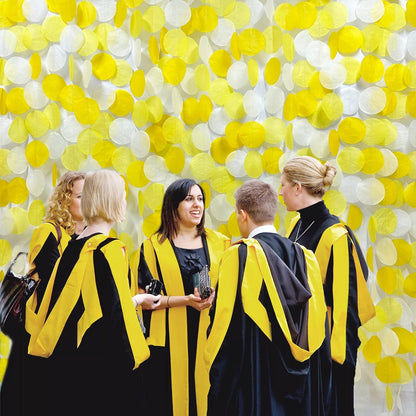 192Ft Yellow Party Decorations Ombre Yellow White Big Polka Dots Backdrop Streamer Gradient Yellow Tissue Paper Circle Dot Hanging Garland for Lemon Bee Sunflower Birthday Party Supplies