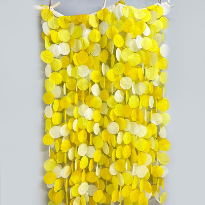 192Ft Yellow Party Decorations Ombre Yellow White Big Polka Dots Backdrop Streamer Gradient Yellow Tissue Paper Circle Dot Hanging Garland for Lemon Bee Sunflower Birthday Party Supplies