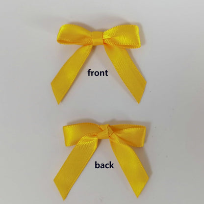 50pcs 1-1/2" Mini Yellow Satin Ribbon Bows Without Twist Ties for Crafts Gift Wrapping Packing Christmas Decoration (Yellow)