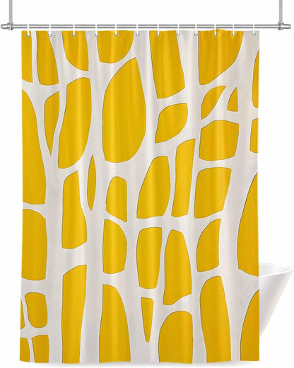Abstract Yellow Geometric Shower Curtain Modern Art Waterproof Fabric Shower Curtain Set with 12 Hooks, Bathroom Curtains for Farmhouse Home Hotel Holiday Decor, 36" W x 72" L