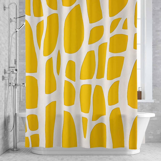 Abstract Yellow Geometric Shower Curtain Modern Art Waterproof Fabric Shower Curtain Set with 12 Hooks, Bathroom Curtains for Farmhouse Home Hotel Holiday Decor, 36" W x 72" L