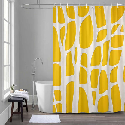 Abstract Yellow Geometric Shower Curtain Modern Art Waterproof Fabric Shower Curtain Set with 12 Hooks, Bathroom Curtains for Farmhouse Home Hotel Holiday Decor, 36" W x 72" L