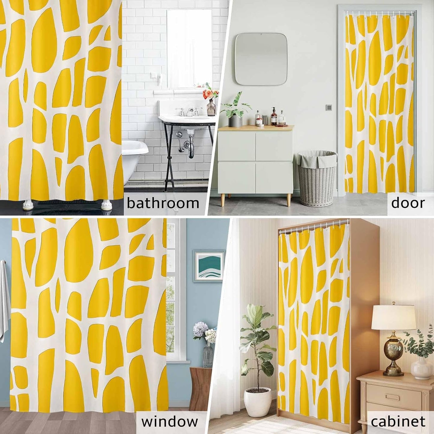 Abstract Yellow Geometric Shower Curtain Modern Art Waterproof Fabric Shower Curtain Set with 12 Hooks, Bathroom Curtains for Farmhouse Home Hotel Holiday Decor, 36" W x 72" L