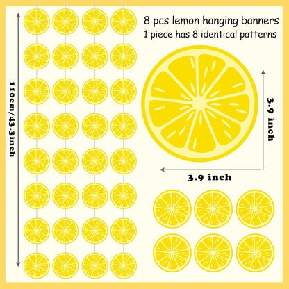 8pcs Lemon Theme Party Garlands Yellow Lemon Birthday Party Hanging Decorations Summer Fruit Theme Party Room Wall Decor for Lemonade Theme Birthday Wedding Party Supplies