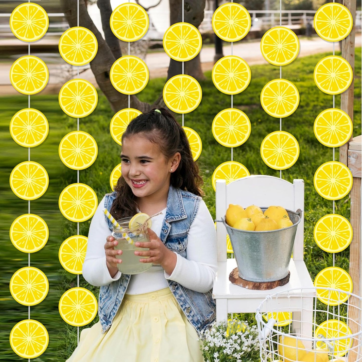 8pcs Lemon Theme Party Garlands Yellow Lemon Birthday Party Hanging Decorations Summer Fruit Theme Party Room Wall Decor for Lemonade Theme Birthday Wedding Party Supplies