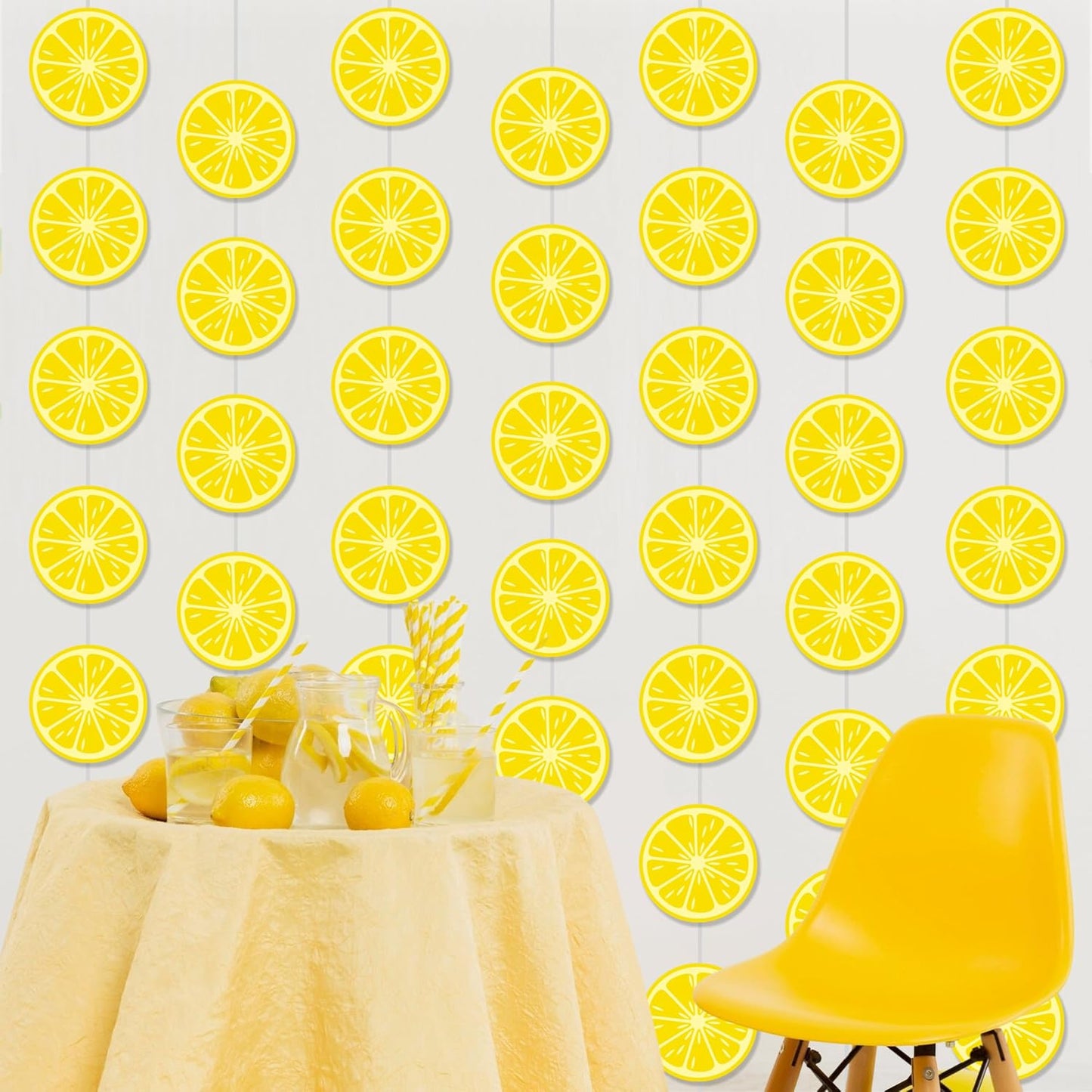 8pcs Lemon Theme Party Garlands Yellow Lemon Birthday Party Hanging Decorations Summer Fruit Theme Party Room Wall Decor for Lemonade Theme Birthday Wedding Party Supplies