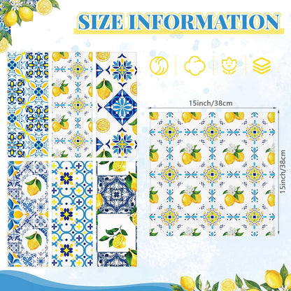 36 Pack Lemon Theme Cloth Napkins 15"x15" Reusable Washable Yellow Lemon Dinner Napkins for Summer Amalfi Coast Party Mediterranean Table Decor