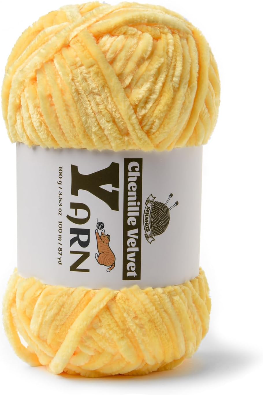 Chenille Crochet Light Yellow Yarn 1 Pack | Fluffy Velvet Yarn Blanket Knitting Yarn for Crocheting Soft Baby Yarn