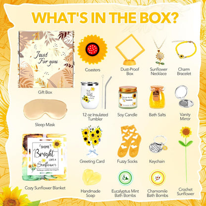 Self Care Gifts for Women, Sunflower Get Well Soon Gifts for Women Recovery After Surgery Care Package, Birthday Gifts Spa Gift Baskets Inspirational Gift Christmas Gift for Mom Sister Best Friends