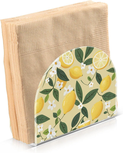 Yellow Lemons Napkin Holders for Tables Acrylic Cocktail Napkin Holders Freestanding Tissue Dispenser for Party Paper Napkins House Decor Gifts, 2 Pack