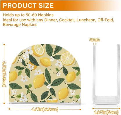 Yellow Lemons Napkin Holders for Tables Acrylic Cocktail Napkin Holders Freestanding Tissue Dispenser for Party Paper Napkins House Decor Gifts, 2 Pack