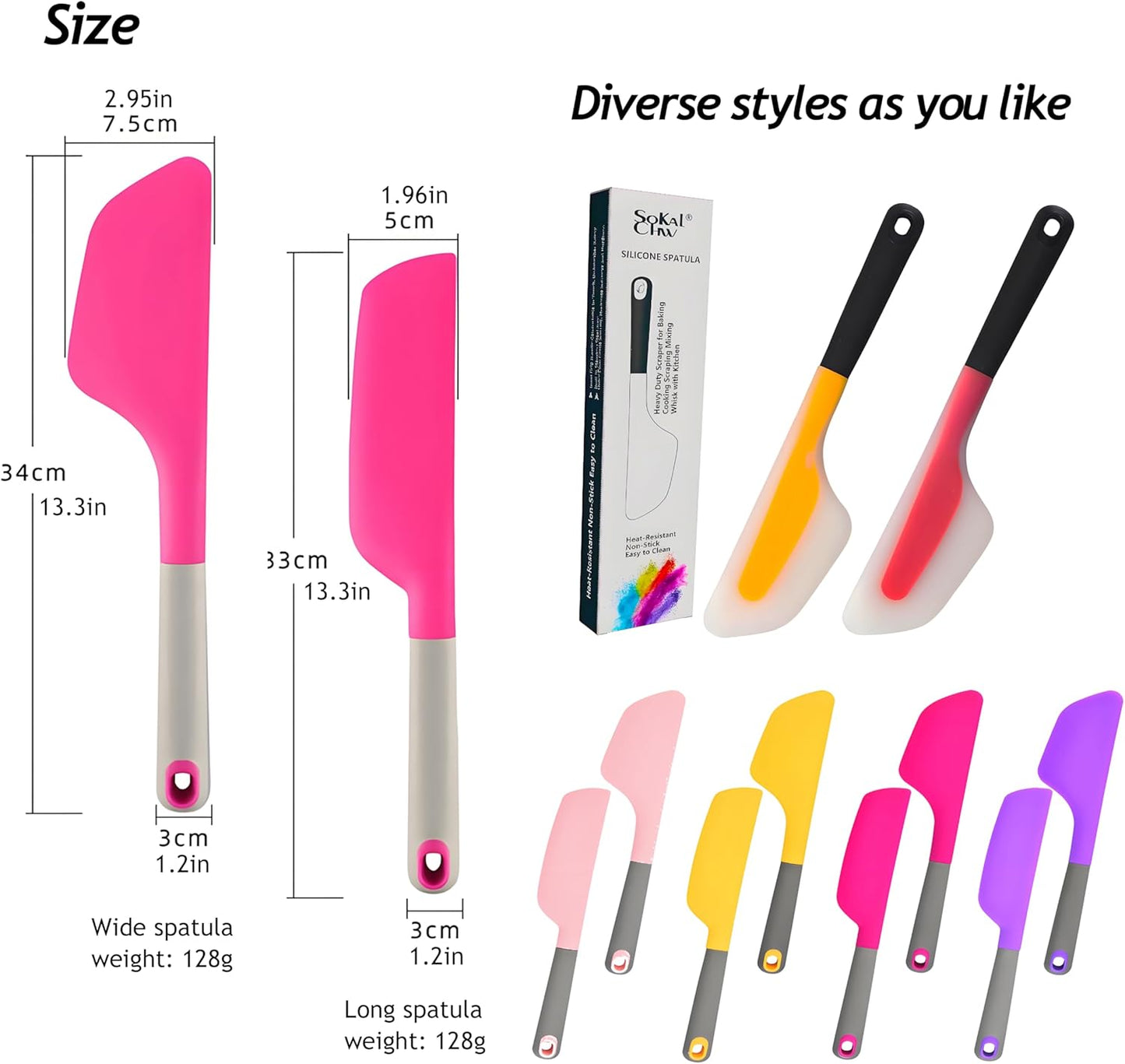 13 in Large Silicone Spatula Heavy Duty Scraper for Baking, Cooking, Scraping, Mixing, Whisk with Kitchen(Yellow, Wide)