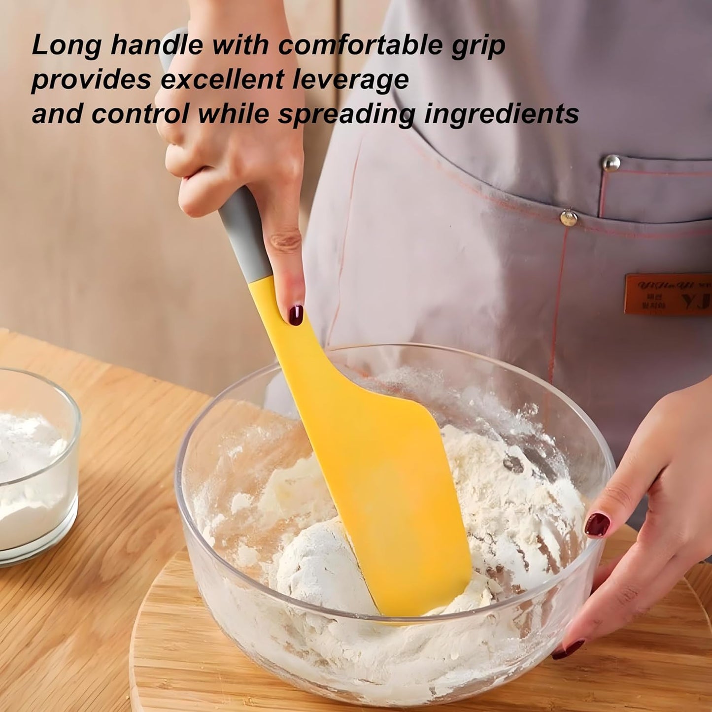 13 in Large Silicone Spatula Heavy Duty Scraper for Baking, Cooking, Scraping, Mixing, Whisk with Kitchen(Yellow, Wide)