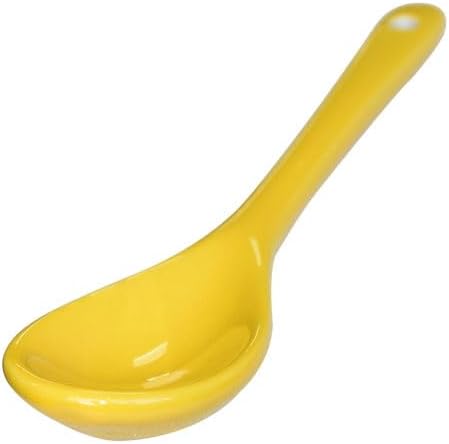 6 pcs Porcelain Egg Spoons Ceramic Spoons 4.7 inch Coffee Dessert Yogurt Tea Milky Tea Yellow