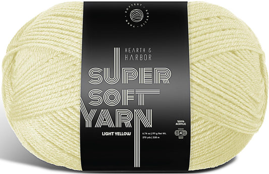 Acrylic Yarn for Crocheting & Knitting – Soft Crochet Yarn for Crocheting, 370 Yards, Perfect for Crafts & Amigurumi, Medium Worsted Weight 4, Light Yellow
