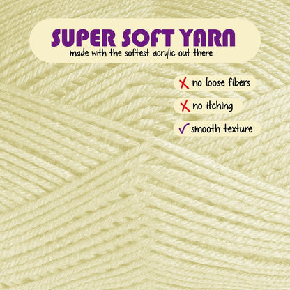 Acrylic Yarn for Crocheting & Knitting – Soft Crochet Yarn for Crocheting, 370 Yards, Perfect for Crafts & Amigurumi, Medium Worsted Weight 4, Light Yellow