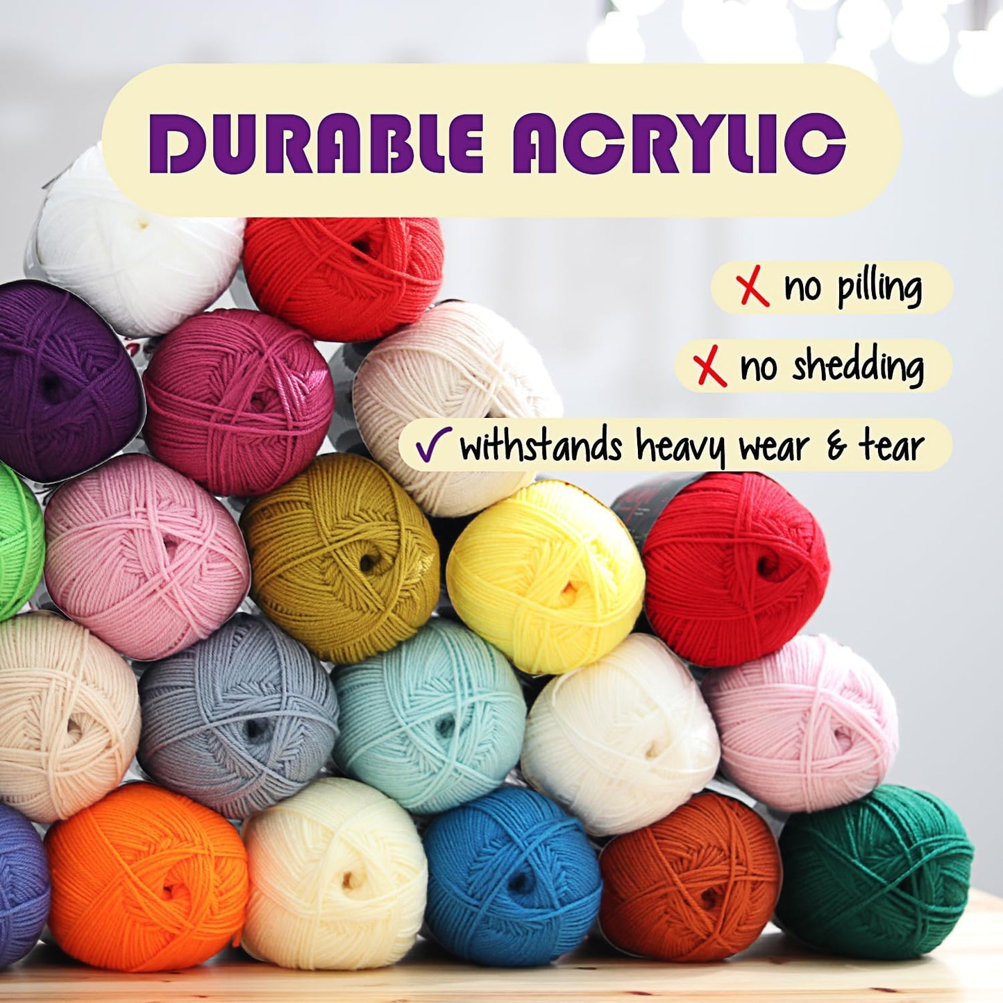 Acrylic Yarn for Crocheting & Knitting – Soft Crochet Yarn for Crocheting, 370 Yards, Perfect for Crafts & Amigurumi, Medium Worsted Weight 4, Light Yellow