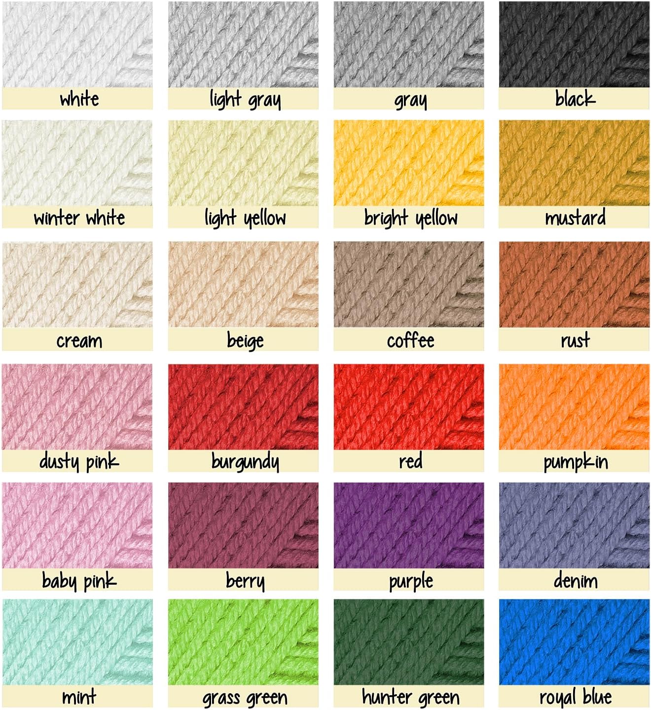 Acrylic Yarn for Crocheting & Knitting – Soft Crochet Yarn for Crocheting, 370 Yards, Perfect for Crafts & Amigurumi, Medium Worsted Weight 4, Light Yellow