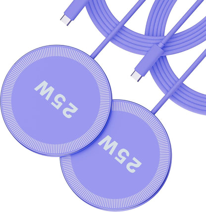 25W Magnetic Portable Fast Wireless Charging Pad for Apple iPhone Series | Compatible with iPhone 17 16 15 14 13 12 Pro Max, Google Pixel, Flat Slim for Travel Office Bedside, Light Yellow - 2Pack