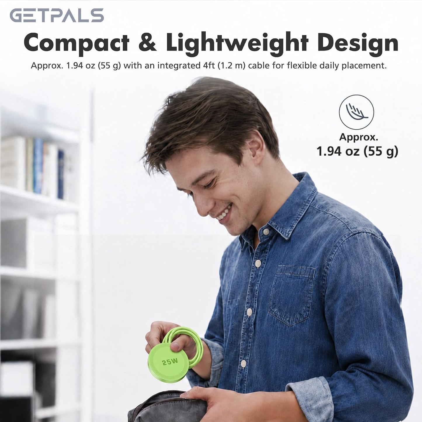 25W Magnetic Portable Fast Wireless Charging Pad for Apple iPhone Series | Compatible with iPhone 17 16 15 14 13 12 Pro Max, Google Pixel, Flat Slim for Travel Office Bedside, Light Yellow - 2Pack