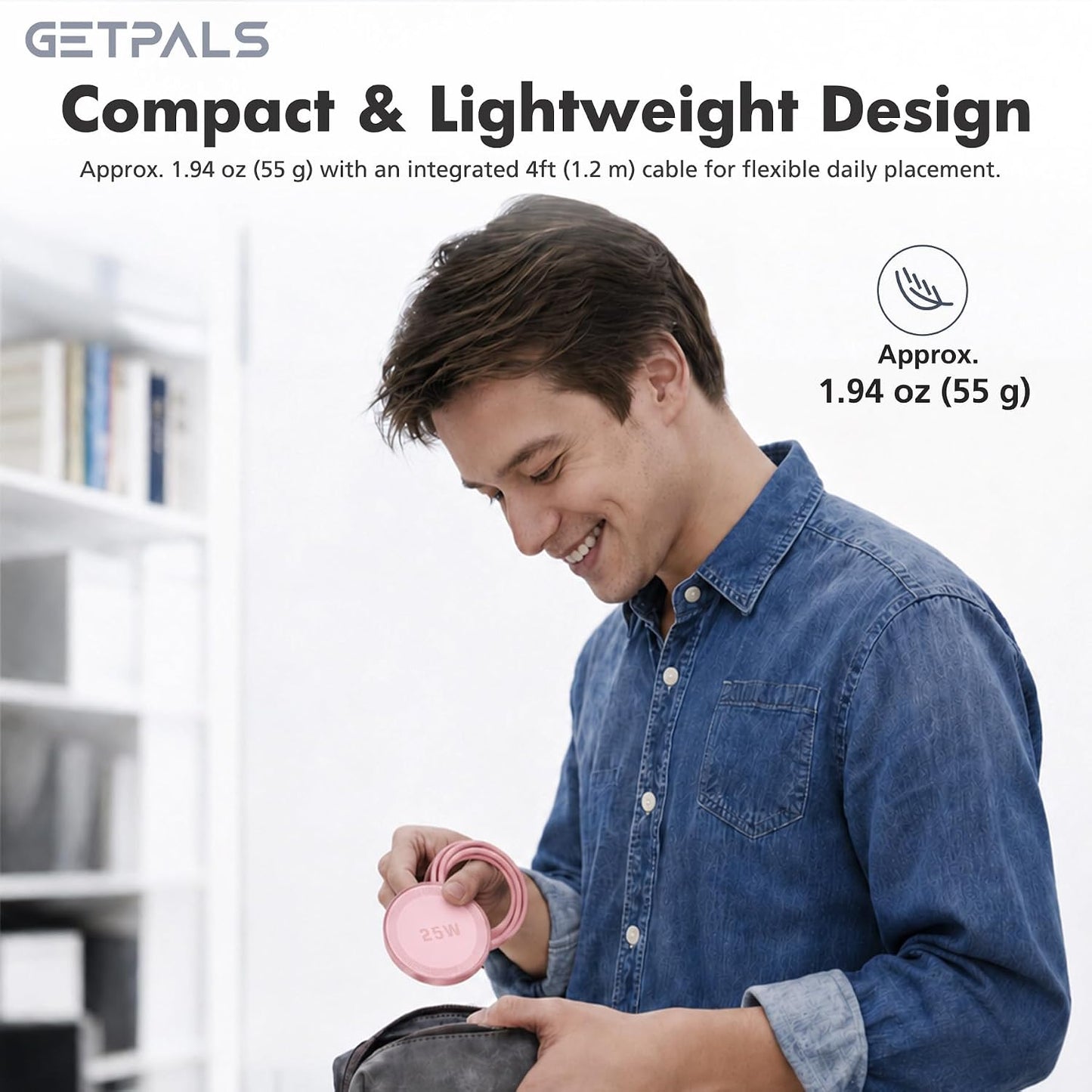 25W Magnetic Portable Fast Wireless Charging Pad for Apple iPhone Series | Compatible with iPhone 17 16 15 14 13 12 Pro Max, Google Pixel, Flat Slim for Travel Office Bedside, Light Yellow - 2Pack